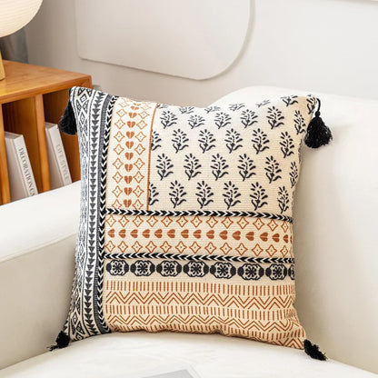 Embroidered Cushion Cover with Tassels
