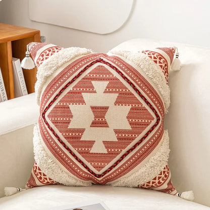 Embroidered Cushion Cover with Tassels