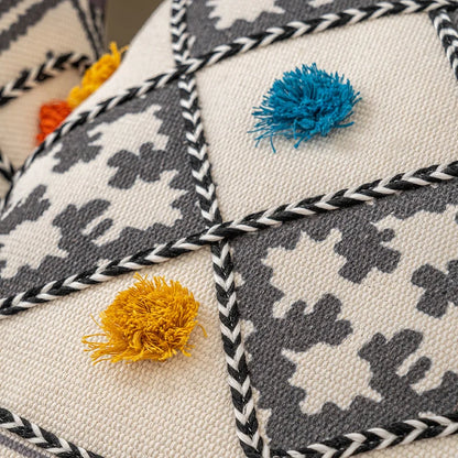 Embroidered Cushion Cover with Tassels