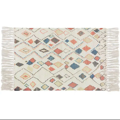 Retro Bohemian Hand-Woven Cotton-Linen Rug – Geometric Anti-Slip