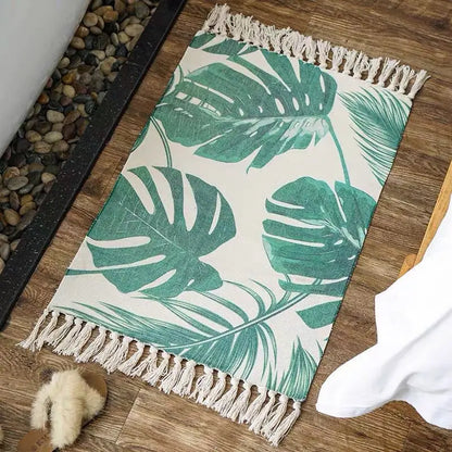 Retro Bohemian Hand-Woven Cotton-Linen Rug – Geometric Anti-Slip
