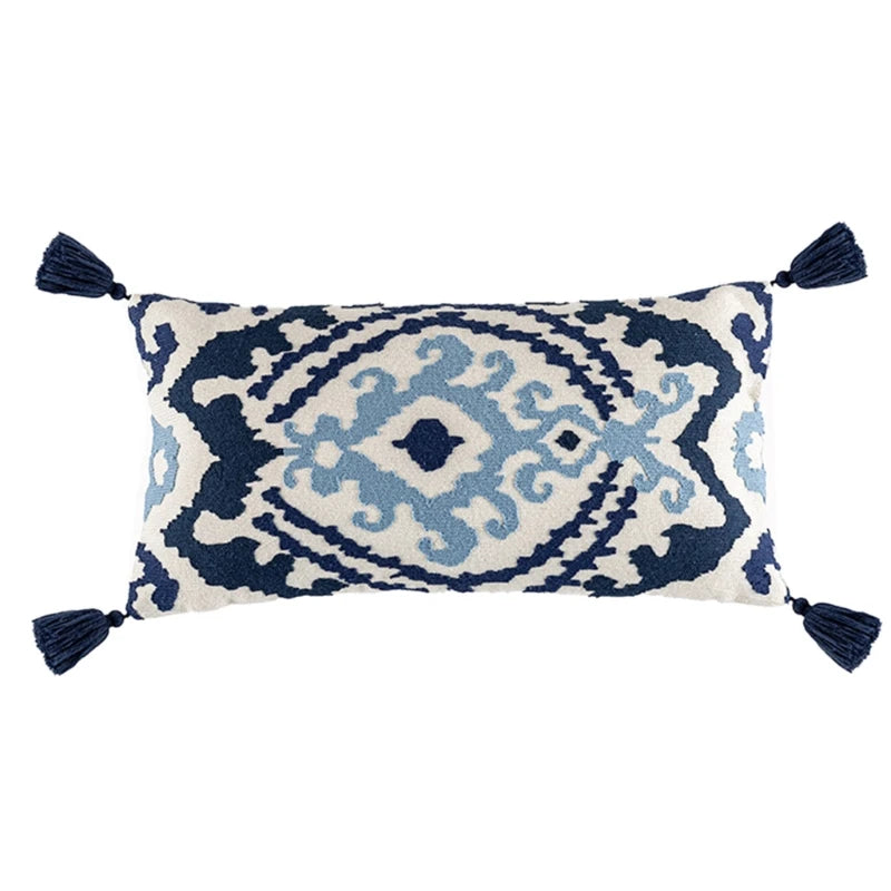 Vintage Boho Tufted Lumbar Pillow Cover – Embroidered