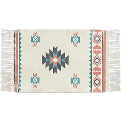 Retro Bohemian Hand-Woven Cotton-Linen Rug – Geometric Anti-Slip
