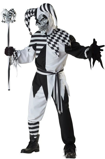 Halloween Men's Black and White Clown Costume Playing Cards Cosplay Clothes Stage Performance Costume Circus Couple Clothes