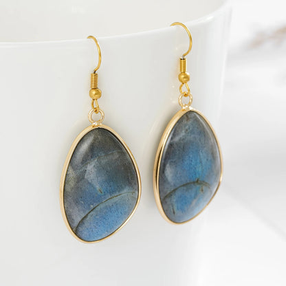 Women’s Labradorite Dangle Earrings – Natural Stone Jewelry