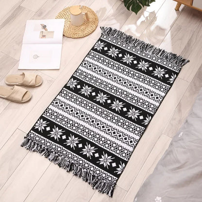 Persian Style Striped Linen Door Mat Washable