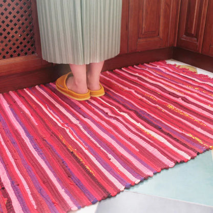 Colorful Knitted Striped Rug for Home