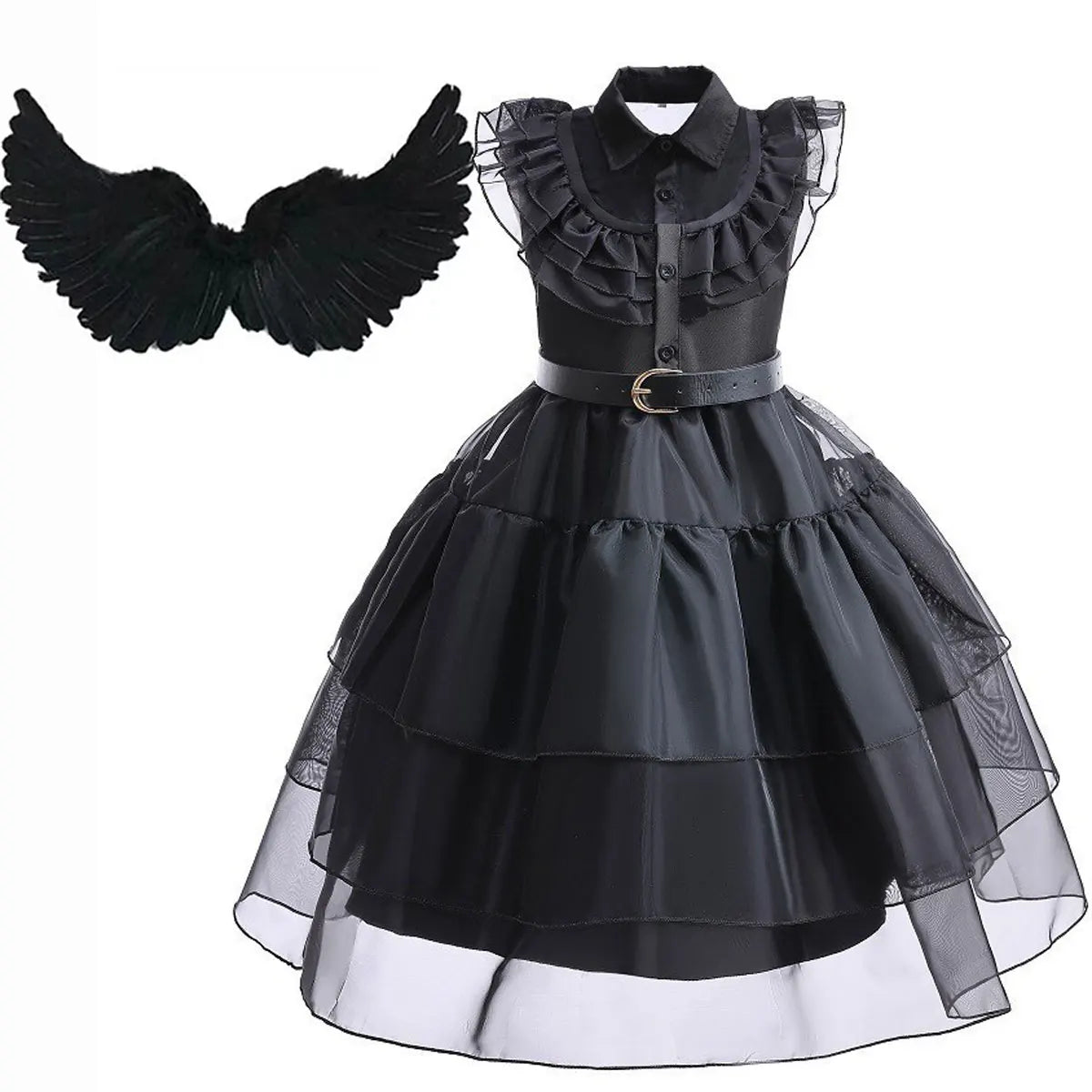 Halloween Hot American TV Series Black Wen. Girl Cosplay Horror Dress Set Easter Party Clothing +Fake hands + Sock Set 3-10Y