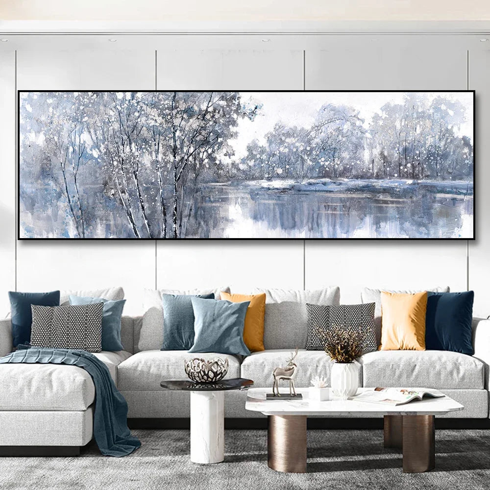 Blue Color Block Abstract Wall Art – Modern Canvas Print