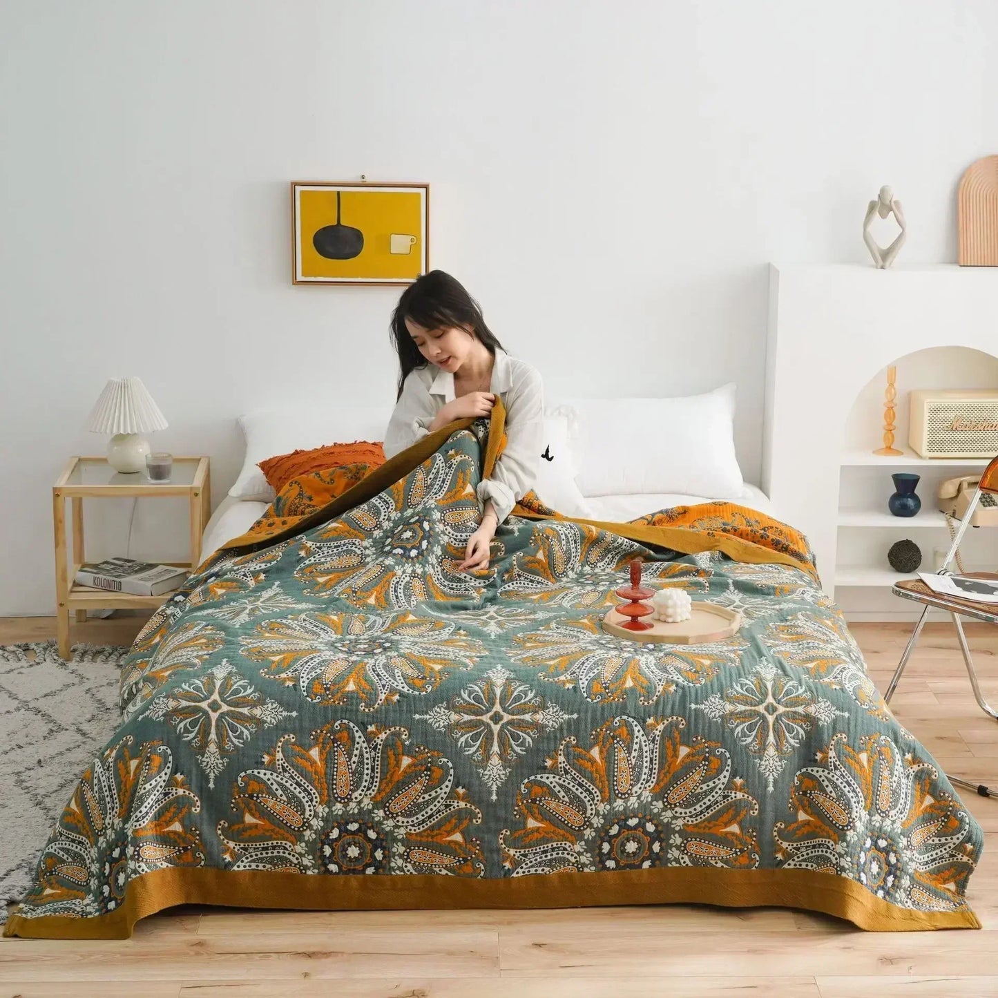 Boho Cotton Throw Blanket – Soft Nordic Bed & Sofa Blanket