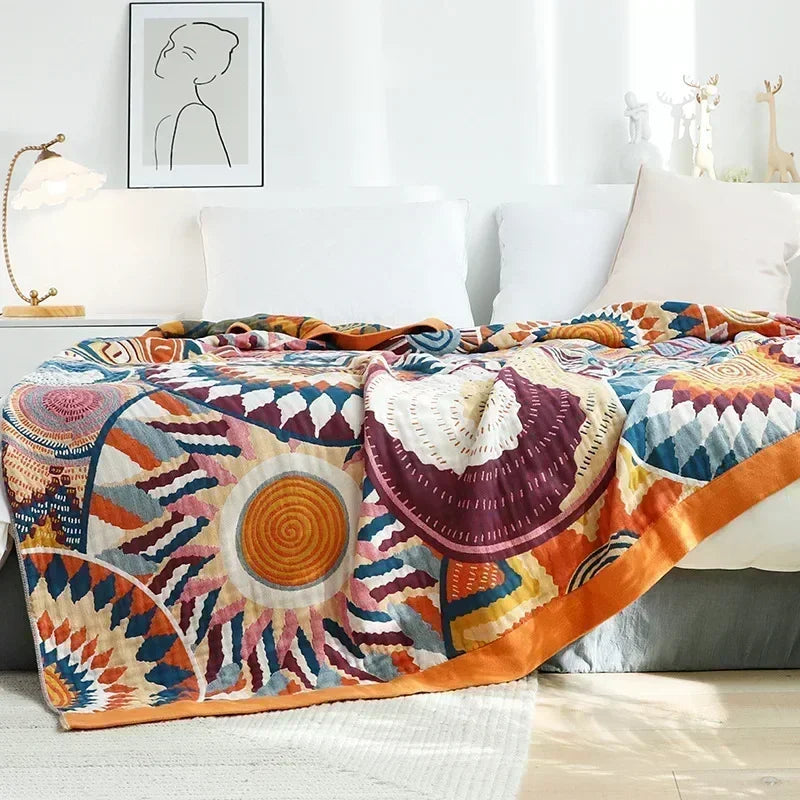 Boho Cotton Throw Blanket – Soft Nordic Bed & Sofa Blanket