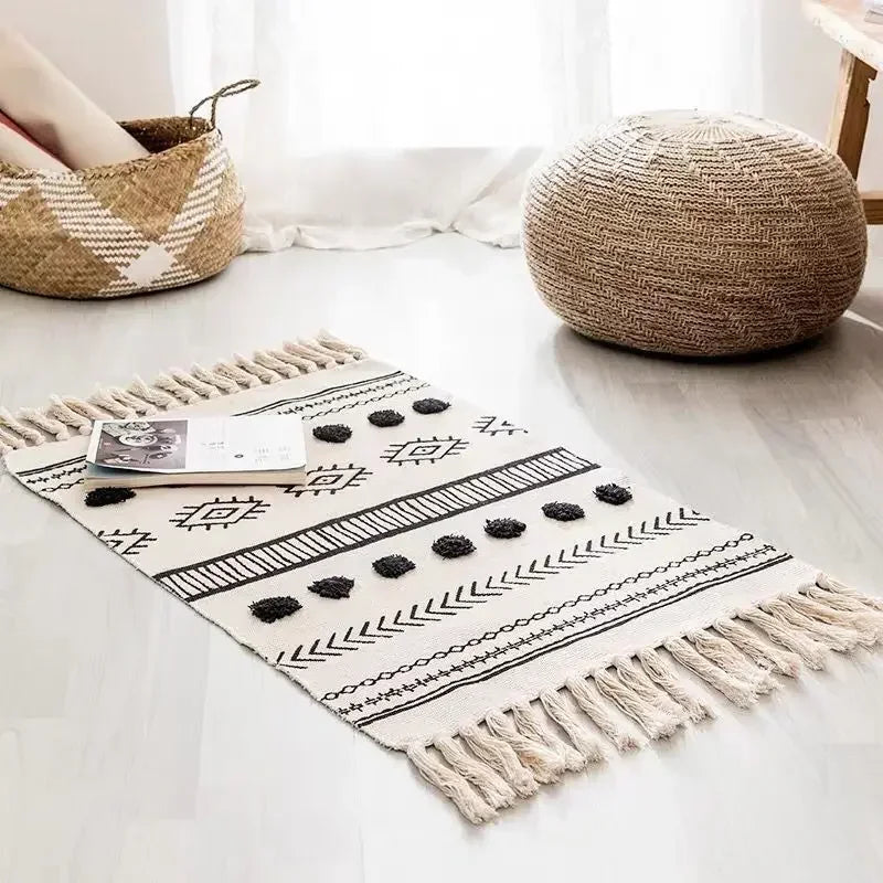 Persian Style Striped Linen Door Mat Washable