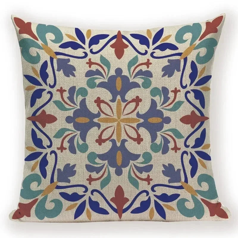 Retro Geometric Pillow Cover – Square Cushion Case for Sofa & Bed