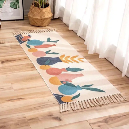 Geometric Woven Cotton Rug – Anti-Slip Hand Washable