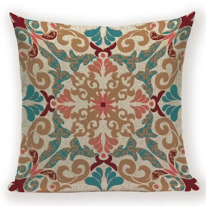 Retro Geometric Pillow Cover – Square Cushion Case for Sofa & Bed