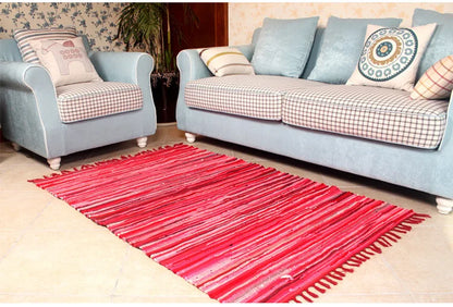 Colorful Knitted Striped Rug for Home