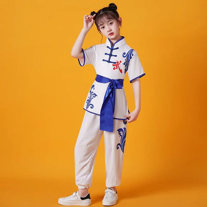 Kung Fu Martial Arts Costumes 2 Piece Set Perform Boy Tai Chi Uniform Children's Sets Outfit Kids Clothes Girls Wushu Baby Suit