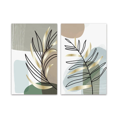 2PCS Boho Plant Canvas Wall Art – Nordic Abstract Prints
