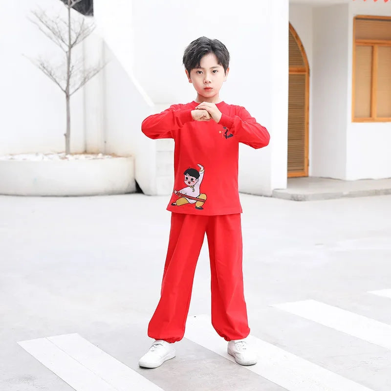 Kung Fu Martial Arts Costumes 2 Piece Set Perform Boy Tai Chi Uniform Children's Sets Outfit Kids Clothes Girls Wushu Baby Suit