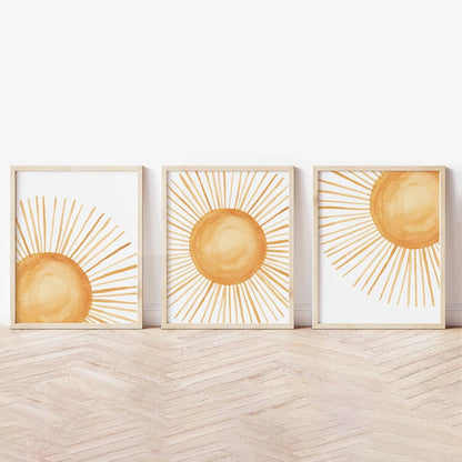 Rainbow Sunshine Wall Art – Set of 3 Nursery Posters