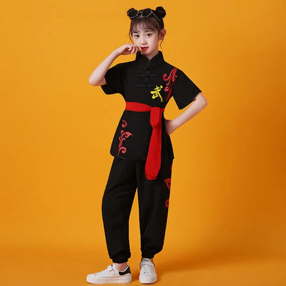 Kung Fu Martial Arts Costumes 2 Piece Set Perform Boy Tai Chi Uniform Children's Sets Outfit Kids Clothes Girls Wushu Baby Suit