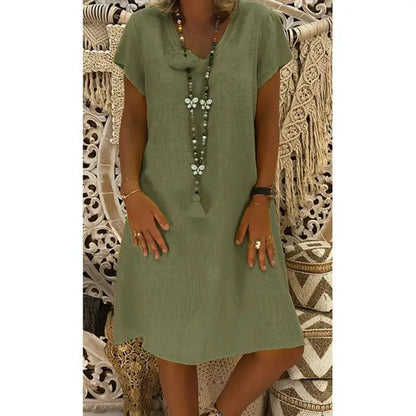Women’s Summer V-Neck Short Sleeve Casual Mini Dress