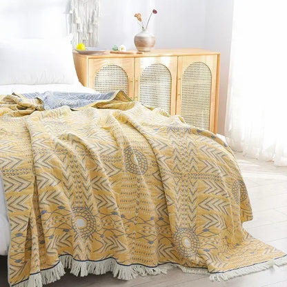 Boho Cotton Throw Blanket – Soft Nordic Bed & Sofa Blanket