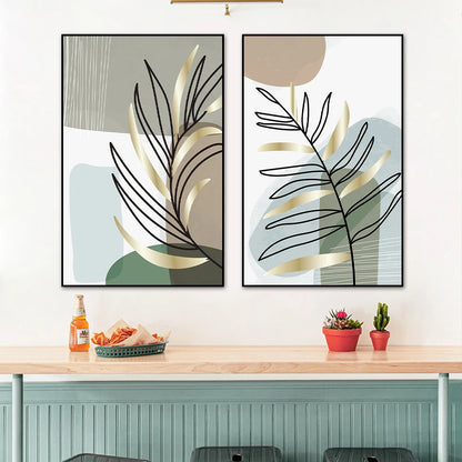 2PCS Boho Plant Canvas Wall Art – Nordic Abstract Prints