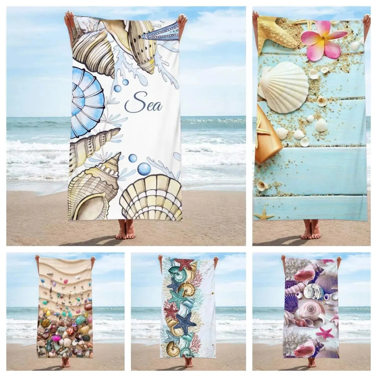 Sea & Shell Microfiber Beach Towel