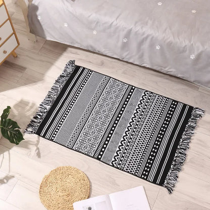 Persian Style Striped Linen Door Mat Washable