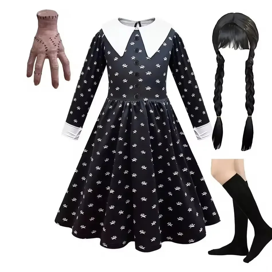 Halloween Costume For Girls Adams Cosplay Black Dress Costumes Gothic Dresses Children Clothes Party