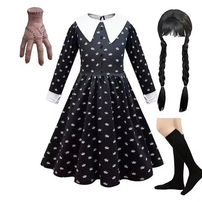 Halloween Costume For Girls Adams Cosplay Black Dress Costumes Gothic Dresses Children Clothes Party