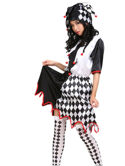 Halloween Costumes Funny Fun Cosplay Clown Costume & Hat for Adults Man Women Innovative Set Carnival Dress Up Party