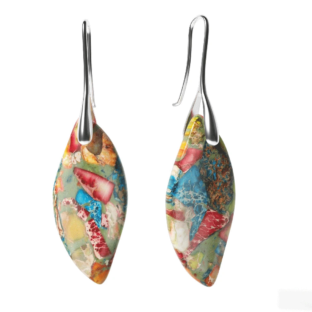 Women’s Emperor Jasper Dangle Earrings – Natural Healing Stone