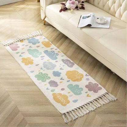 Geometric Woven Cotton Rug – Anti-Slip Hand Washable