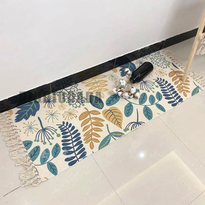 Geometric Woven Cotton Rug – Anti-Slip Hand Washable