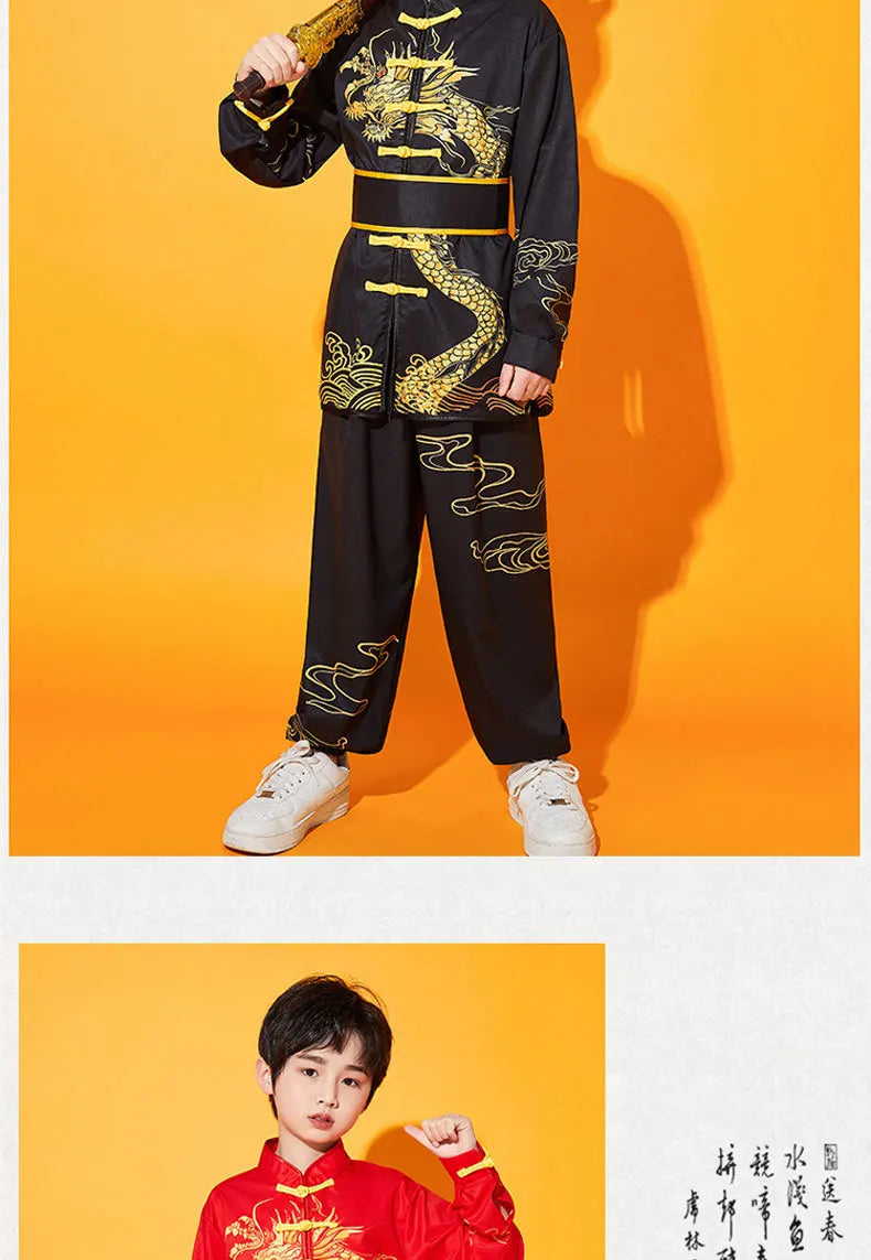 Kung Fu Martial Arts Costumes 2 Piece Set Perform Boy Tai Chi Uniform Children's Sets Outfit Kids Clothes Girls Wushu Baby Suit