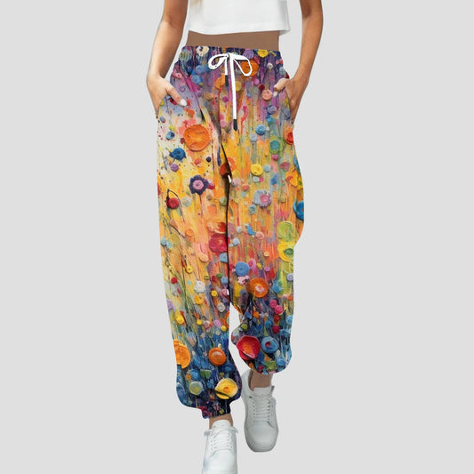 Women’s High-Waist Print Bootcut Sweatpants – Sporty Jogger with Pockets