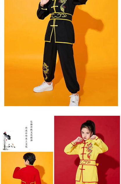 Kung Fu Martial Arts Costumes 2 Piece Set Perform Boy Tai Chi Uniform Children's Sets Outfit Kids Clothes Girls Wushu Baby Suit