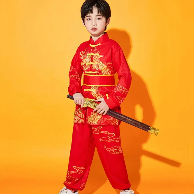 Kung Fu Martial Arts Costumes 2 Piece Set Perform Boy Tai Chi Uniform Children's Sets Outfit Kids Clothes Girls Wushu Baby Suit