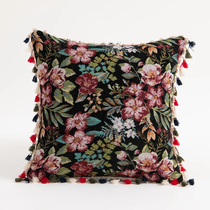 Embroidered Pillow Cover –  Tassel Cushion for Home Decor