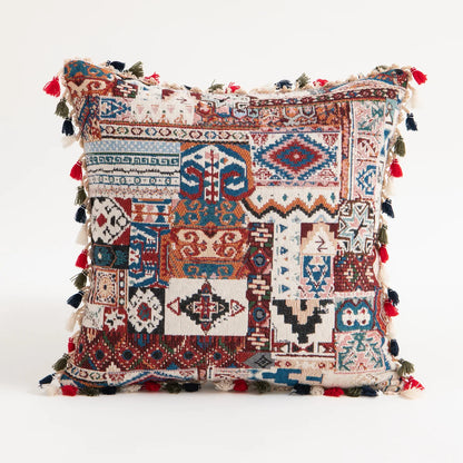 Embroidered Pillow Cover –  Tassel Cushion for Home Decor