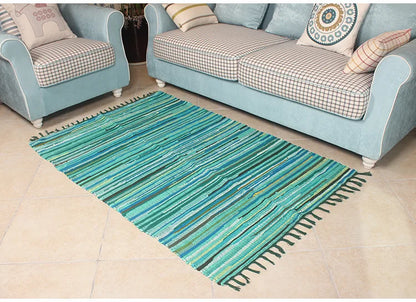 Colorful Knitted Striped Rug for Home