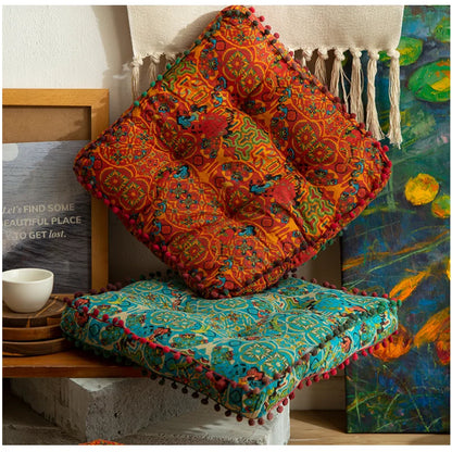 Cotton Linen Floor Pouf Ottoman