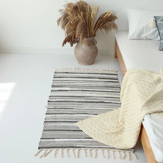 Colorful Knitted Striped Rug for Home