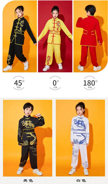Kung Fu Martial Arts Costumes 2 Piece Set Perform Boy Tai Chi Uniform Children's Sets Outfit Kids Clothes Girls Wushu Baby Suit