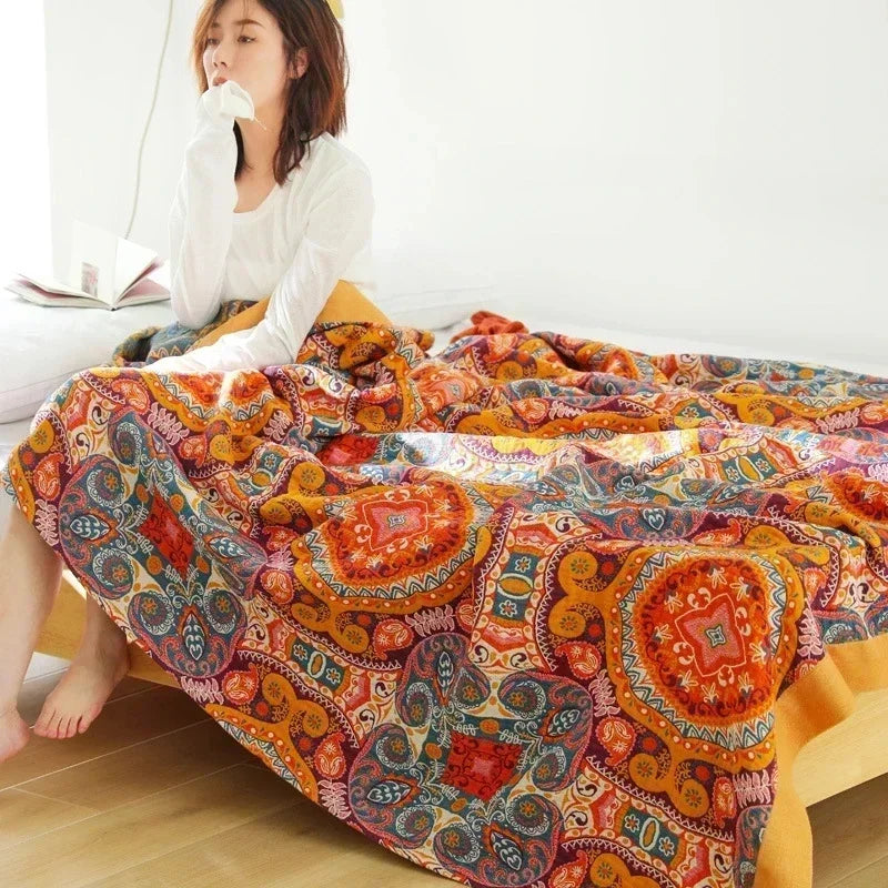 Boho Cotton Throw Blanket – Soft Nordic Bed & Sofa Blanket