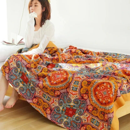 Boho Cotton Throw Blanket – Soft Nordic Bed & Sofa Blanket