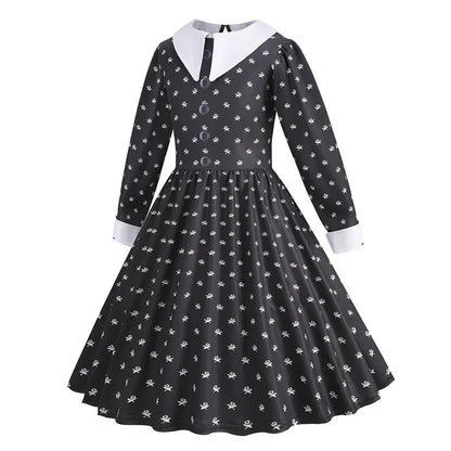 Halloween Costume For Girls Adams Cosplay Black Dress Costumes Gothic Dresses Children Clothes Party