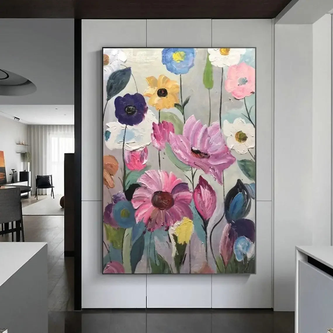 Large Flower Abstract Wall Art – Scandinavian Canvas Print